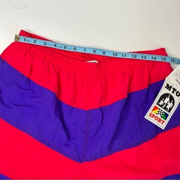 New Vintage MTO Sport Red & Purple Wide Striped Pockets Board Shorts Swim Shorts - Picture 12 of 14